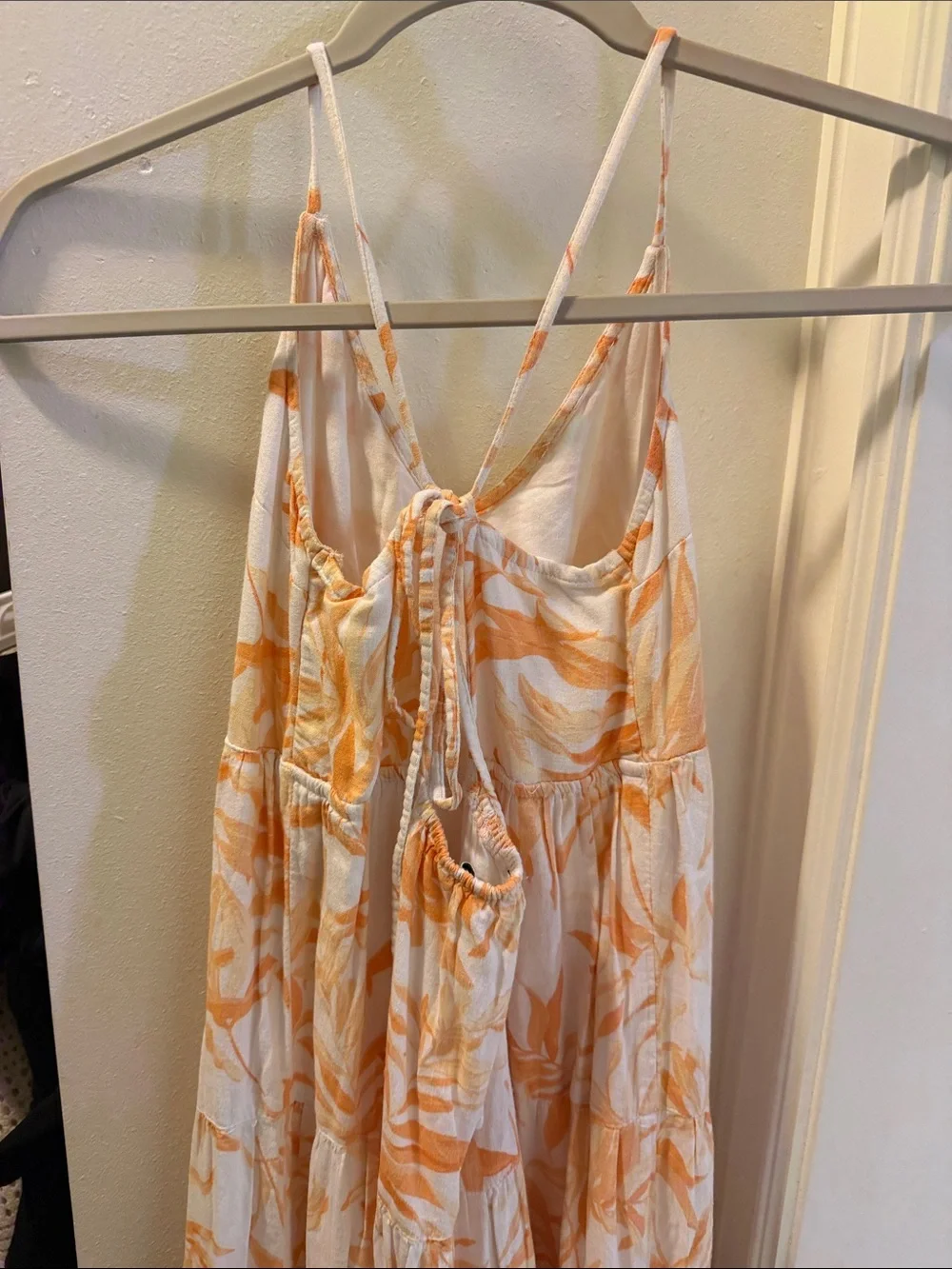 Abercrombie and Fitch XS White Maxi Dress with Orange Floral Print